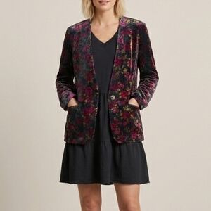 VTG Velvet Statement Jacket Floral Sparkle Black Size M